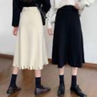 Frayed Knit Midi Skirt