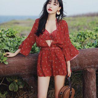 Set: Cherry Print Bikini + Cover Up