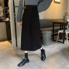 High-waist Plain Split A-line Skirt