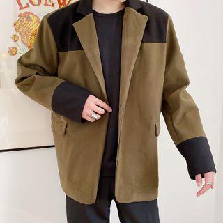 Contrast Trim One Button Blazer