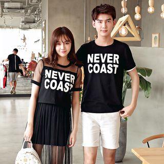 Couple Matching Short-sleeve Lettering T-shirt / Set: Short-sleeve T-shirt + Midi Skirt
