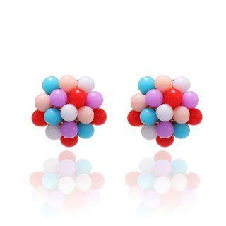 Bead Alloy Earring 1 Pair - White & Blue & Red - One Size