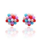 Bead Alloy Earring 1 Pair - White & Blue & Red - One Size