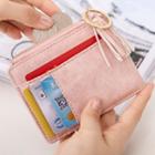 Faux Leather Tassel Zip Tab Card Wallet