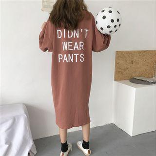 Lettering Henley Pullover Dress