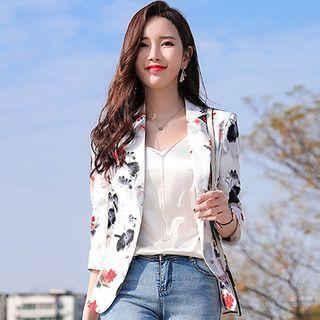 3/4-sleeve Flower Blazer