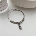 Rabbit Pendant Alloy Bracelet Sl0302 - Silver - One Size