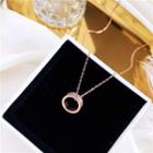 Rhinestone Hoop Pendant Necklace Rose Gold - One Size
