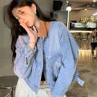 Faux-leather Jacquard Denim Jacket