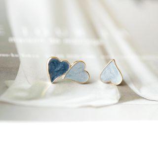 925 Sterling Silver Heart Stud Earring 1 Pair - As Shown In Figure - One Size