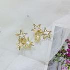 Faux Pearl Alloy Star Earring 1 Pair - Earrings - White & Gold - One Size