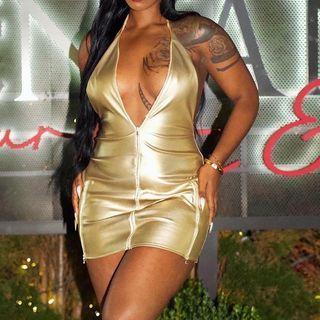 Halter V-neck Mini Bodycon Dress