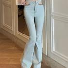 High Waist Chain Cutout Flared Jeans