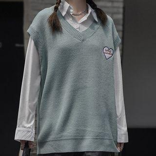 V-neck Heart Sweater Vest