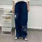 High-waist Drawstring Straight-cut Pants