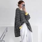 Letter Print Stripe Loose-fit T-shirt