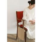 Gathered-waist Lace-trim Peasant Dress