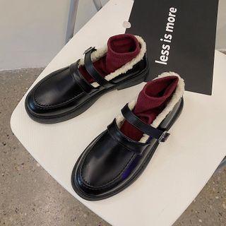 Fleece-lined Buckled Moccasins