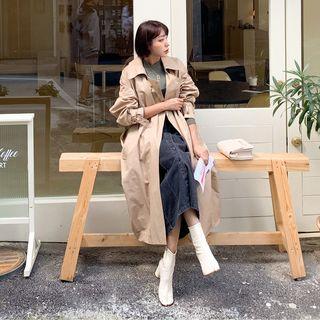 Long Wrapped Trench Coat With Sash