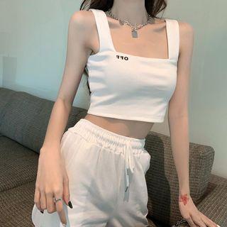 Letter Printed Crop Tank Top