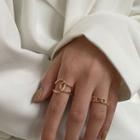 Set Of 2: Chained Open Ring (various Designs) Set Of 2 - Gold - One Size
