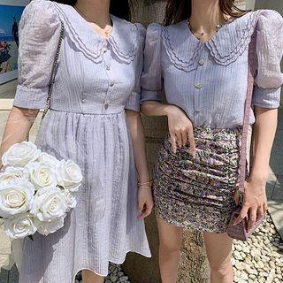 Short-sleeve Blouse / Mini A-line Dress