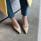 Flared-heel Chain-detail Mules