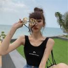 Crescent Print Ribbed Top