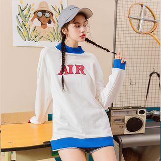 Mock Neck Color Block Print Sweatshirt