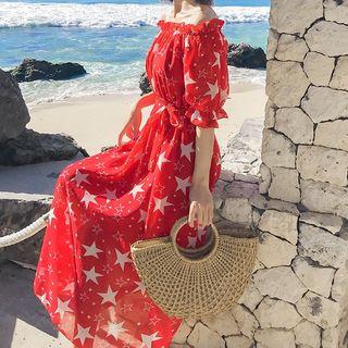 Star Cold Shoulder Maxi Dress