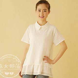 Short-sleeve Collared Top