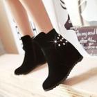 Rhinestone Bow-accent Wedge Ankle Boots