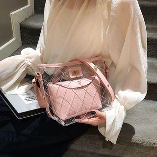Set: Quilted Transparent Crossbody Bag + Pouch
