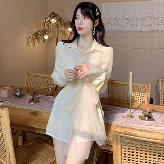 Mesh Bow Mini Shirtdress