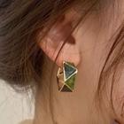 Geometric Alloy Earring 1 Pair - Earrings - Triangle - Silver - Dark Green - One Size