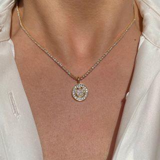 Smiley Rhinestone Pendant Alloy Necklace