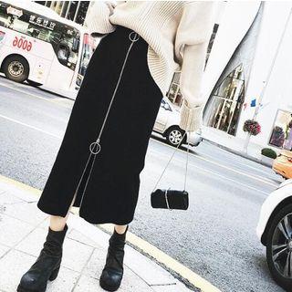 Midi Zip-front A-line Skirt