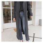 Open-front Fuax-fur Lined Long Cardigan