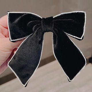 Bow Rhinestone Velvet Hair Clip Ly1996 - Black - One Size