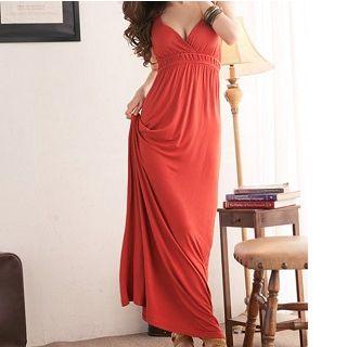 Sleeveless Cutout-back Maxi Dress Red - One Size