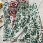 Flower-print Slited Midi Skirt