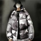 Camo Print Hooded Padded Zip Jacket