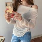 Off-shoulder See-through Top