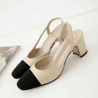 Panel Slingback Chunky Heel Sandals