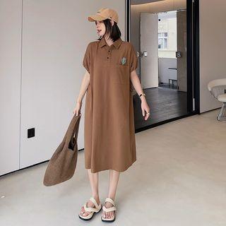 Short-sleeve Pocketed Midi Polo Dress