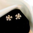 Rhinestone Floral Stud Earring 1 Pair - Gold - One Size