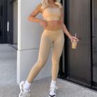 Set: Two-tone Panel Cropped T-shirt + Leggings