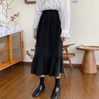 Plain Ruffled Maxi Skirt Black - One Size