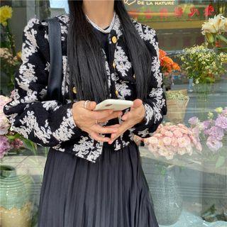 Long-sleeve Floral Coat Top - One Size