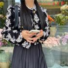 Long-sleeve Floral Coat Top - One Size